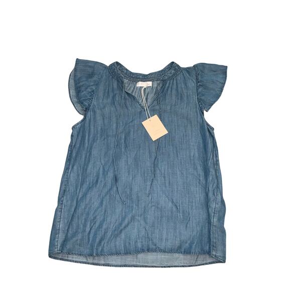 Lauren Conrad Tops - LC Lauren Conrad Tie Front Ruffled Blue V Neck Top Size Small
